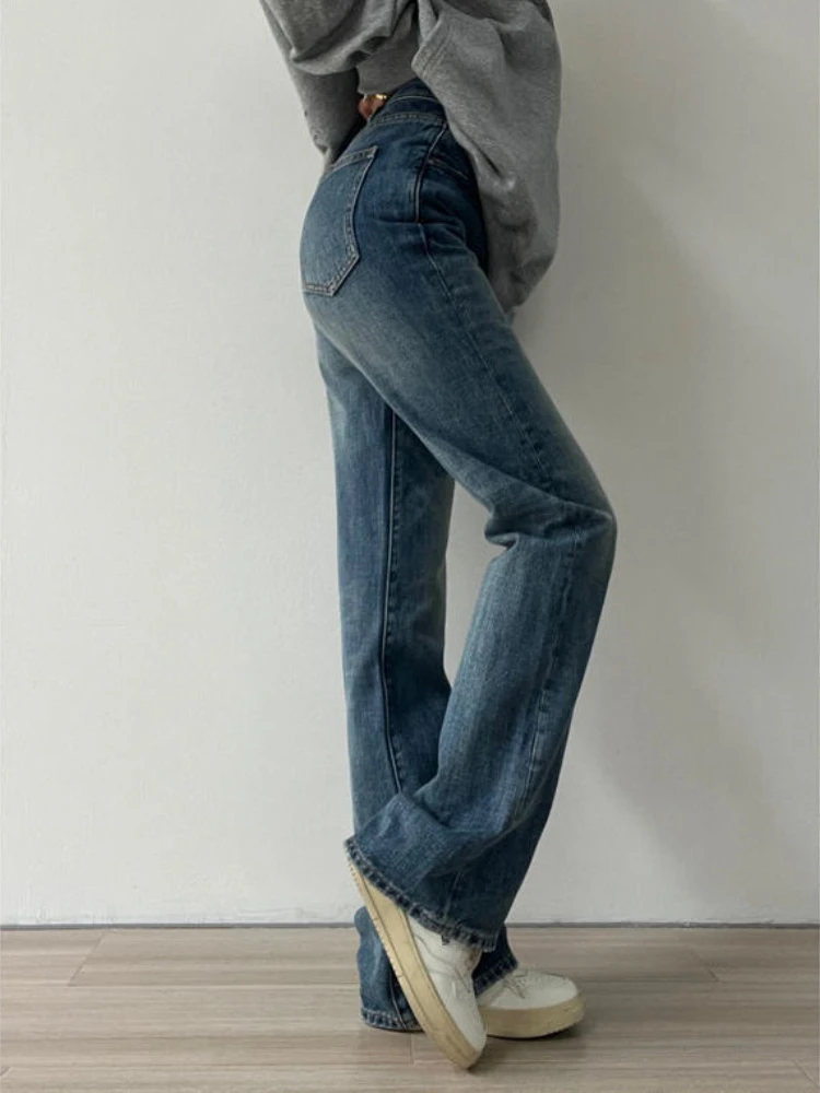 S-4XL Jeans Women Leisure Denim All-match Loose New Straight Full-length Spring  Streetwear Simple Student Vintage Distressed