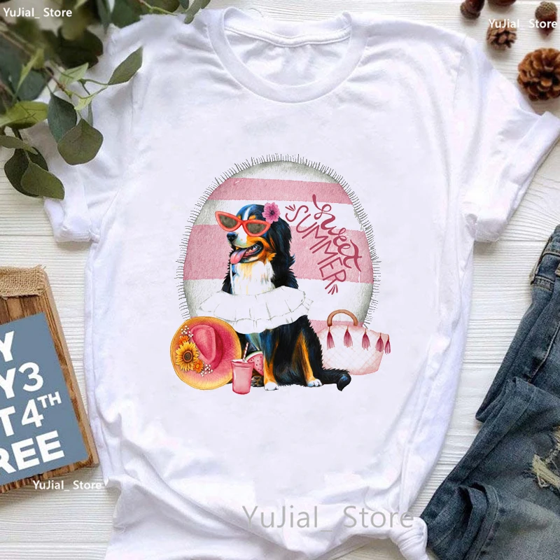 

Bernese Mountain Dog Graphic Print T Shirt Girls My Big Brother Donet Tshirt Women Harajuku Kawaii Clothes Female T-Shirt