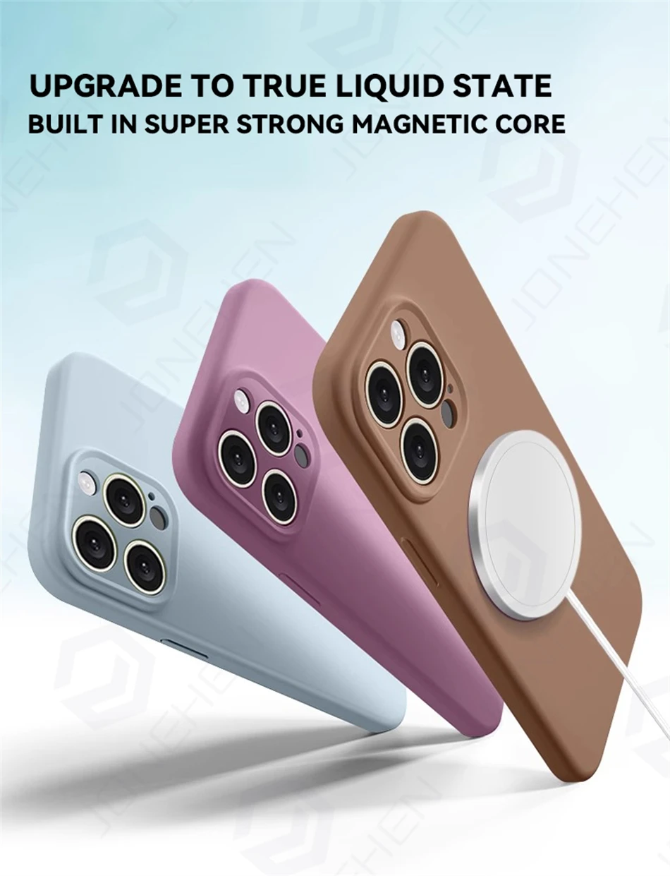 Für Magsafe Flüssigsilikon Original Hülle für iPhone 16 15 14 Plus 13 12 17 18 Pro Max Magnetische Kabellose Ladefunktion Stoßfeste Abdeckung – Detail 2