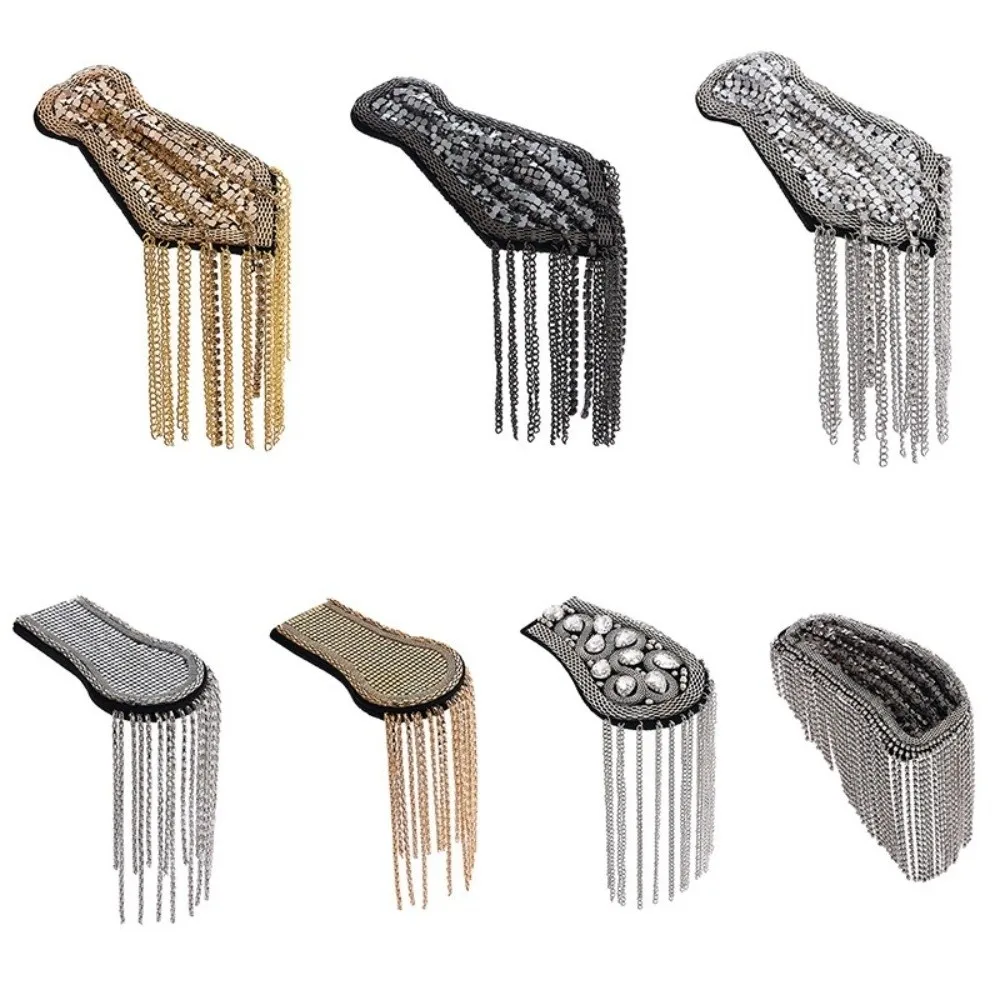Classical Epaulet Tassel Chain Shoulder Board Punk Brooch Star Shoulder Flash Alloy Breastpin Fringe Shoulder Mark Unisex
