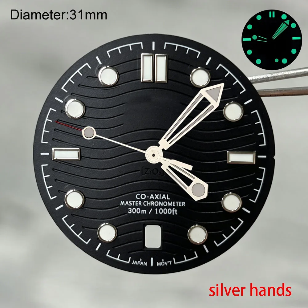 31mm nh35 S logo dial date at 6 o'clock sea master s dial for nh35 movement black water wave dial 210.32.42.20.01.001 watchmods - view 3