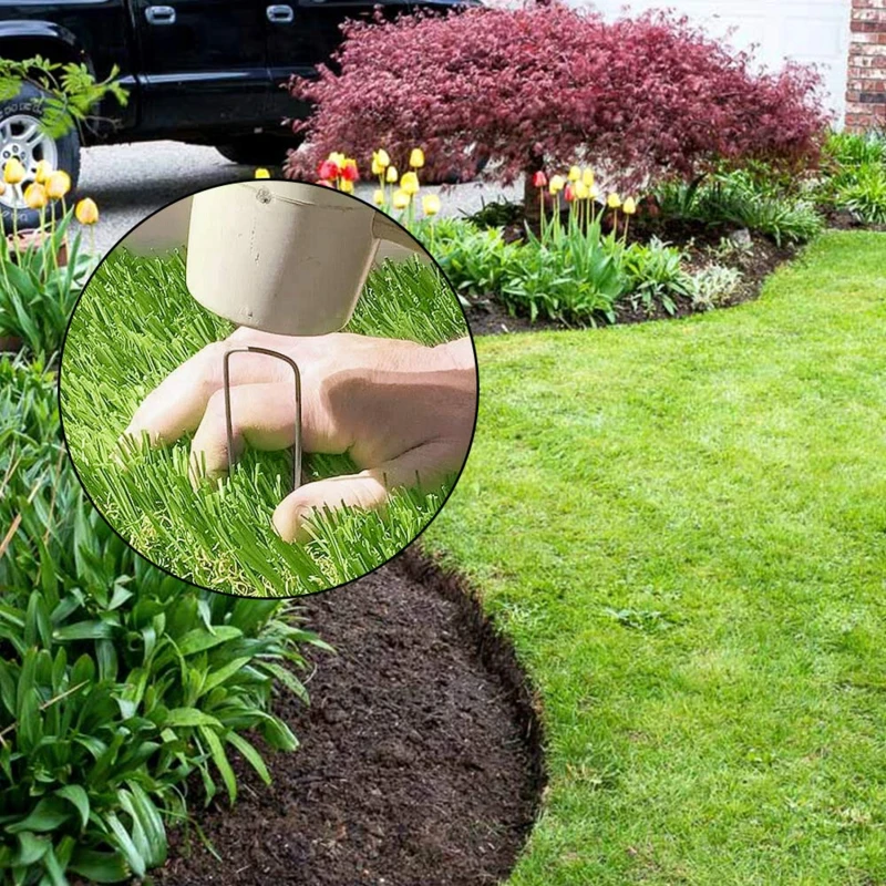 40 pz/pacco Garden Peg Silver Metal U-Shape Garden Staple Garden Ground Nail Film pioli fissi attrezzi per il fissaggio del giardinaggio Film Peg