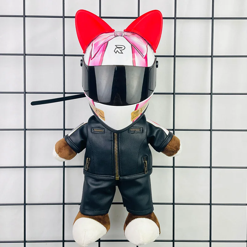 Motorcycle doll helmet bow cat ear decoration accessories girls gift plush mini small helmet