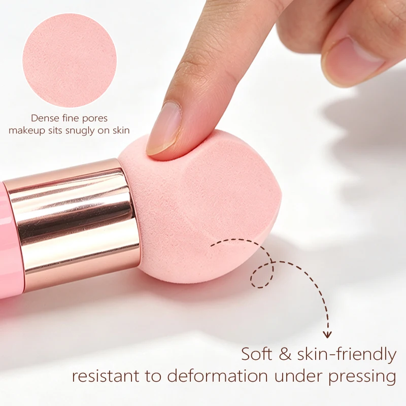 1/3 Pcs Pink Makeup Sponge Brush Soft Powder Puff Long Handle Cosmetic Sponge For Liquid Foundation Concealer Women Beauty Tool