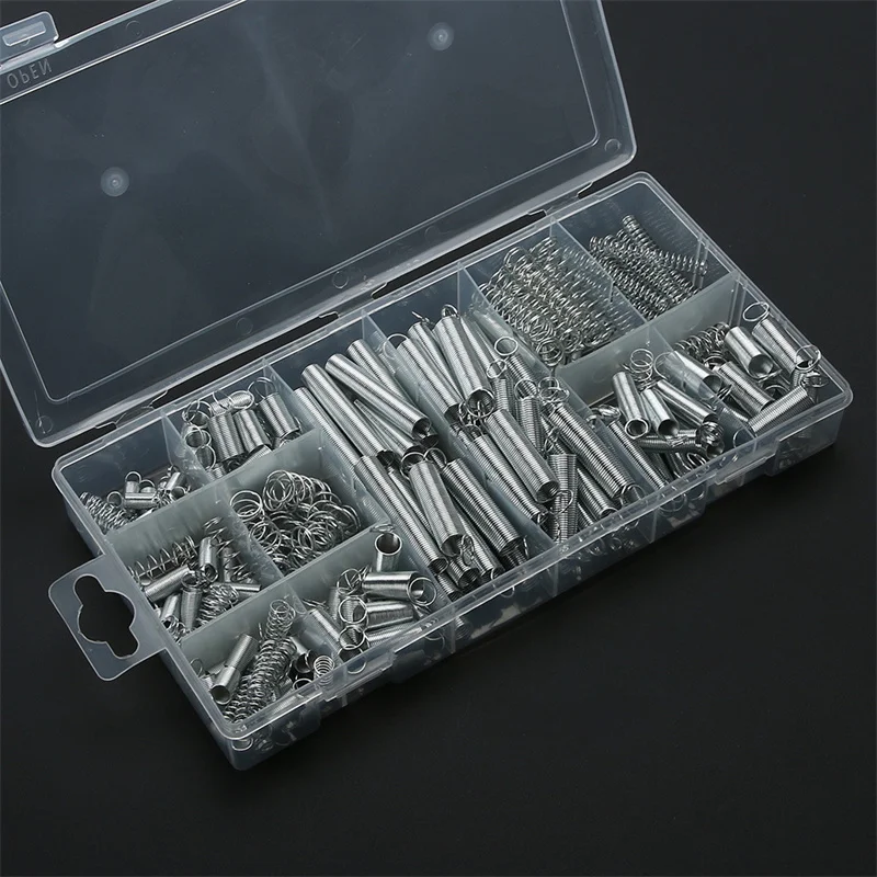 200pcs Spring Assortment Set Compression Extension Springs for Repairs Coil Spring Tension Spring Pressure Kit With Storage Box