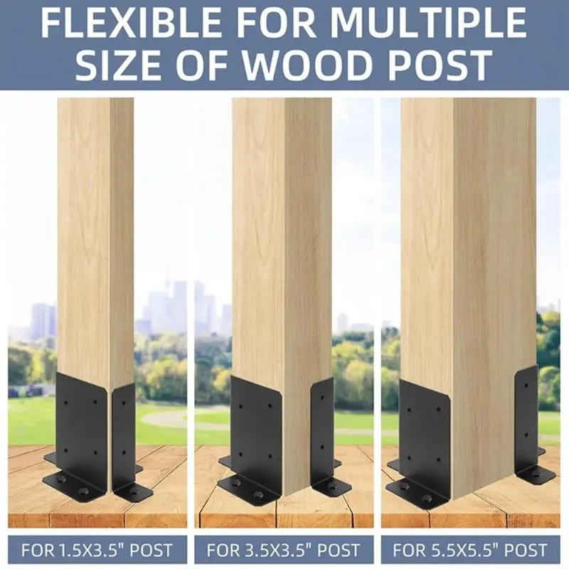 

Post Brackets Rustproof High Durability Adjustable DIY Heavy Duty Wood Fence Deck Tough Post Base Brackets