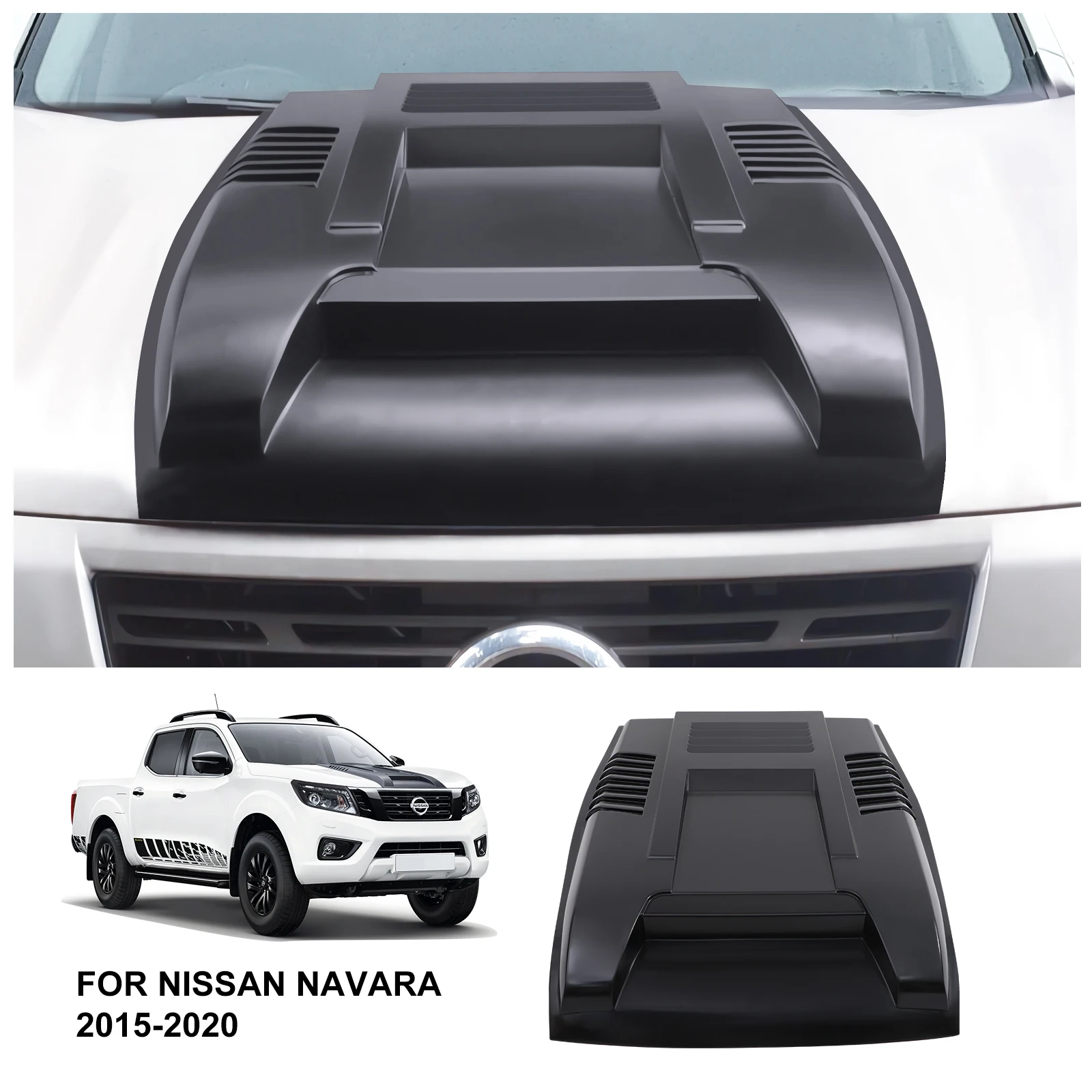 

1PCS Matte Black Front Bonnet Hood Scoop Cover For Nissan Navara D23 NP300 Frontier 2015-2020 Pickup Car Protector Accessories