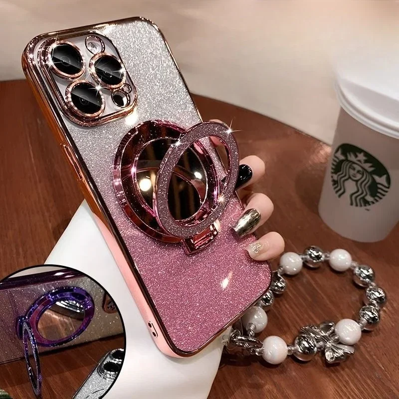 Mirror Magnetic Holder Case For Samsung Galaxy A55 A54 A16 A15 A14 A35 A34 A32 A25 A24 A53 A52 A52S A51 A05 A05S A22 A23 A33 A04