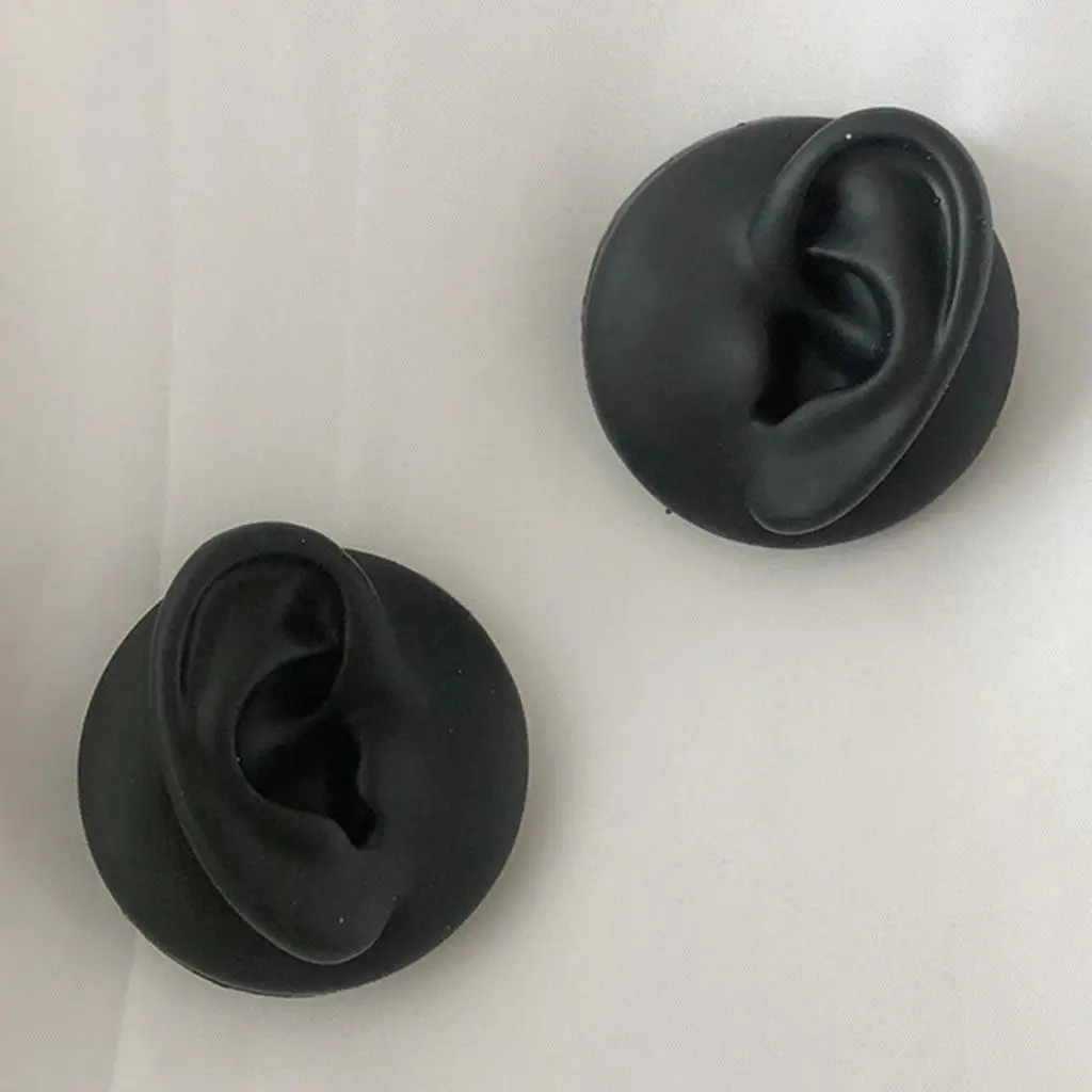 4xSimulation نموذج الأذن سيليكون أسود لعرض المجوهرات Asmr النوم مساعدة الأذن اليمنى الأسود