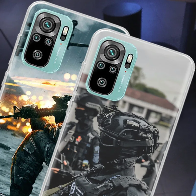 Power Army Soldier Phone Case For Xiaomi Redmi Note 13 Pro Plus 5G Cover 10 10A 10C 12 12C 9A 9C 9T 8A 7A 6A 9 8 7 6 K70 K60 Pro