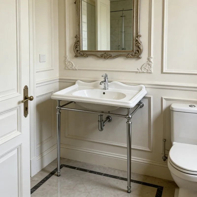 Retro floor-to-ceiling wash basin bracket color bathroom balcony wash basin bathroom cabinet 4