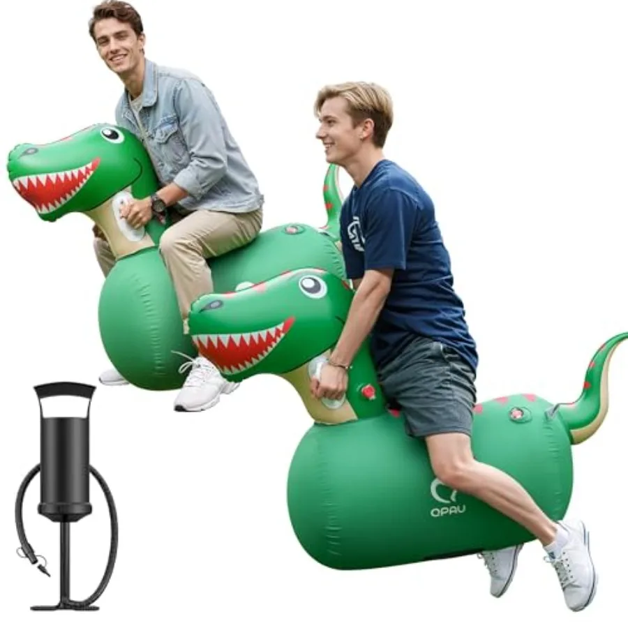 

Indoor Outdoor Inflatable Bouncy Toys 2 PCS, Heavy Duty PVC Blue Red Ride On Animal Hopper, 220lbs Capacity, Ages 5+