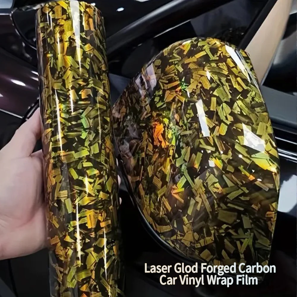 

Laser Glod Forged Carbon Fiber Rainbow Car Vinyl Wrap Film Motorcycle Stickers Vinyl Auto Tuning Covers for Car Accessories