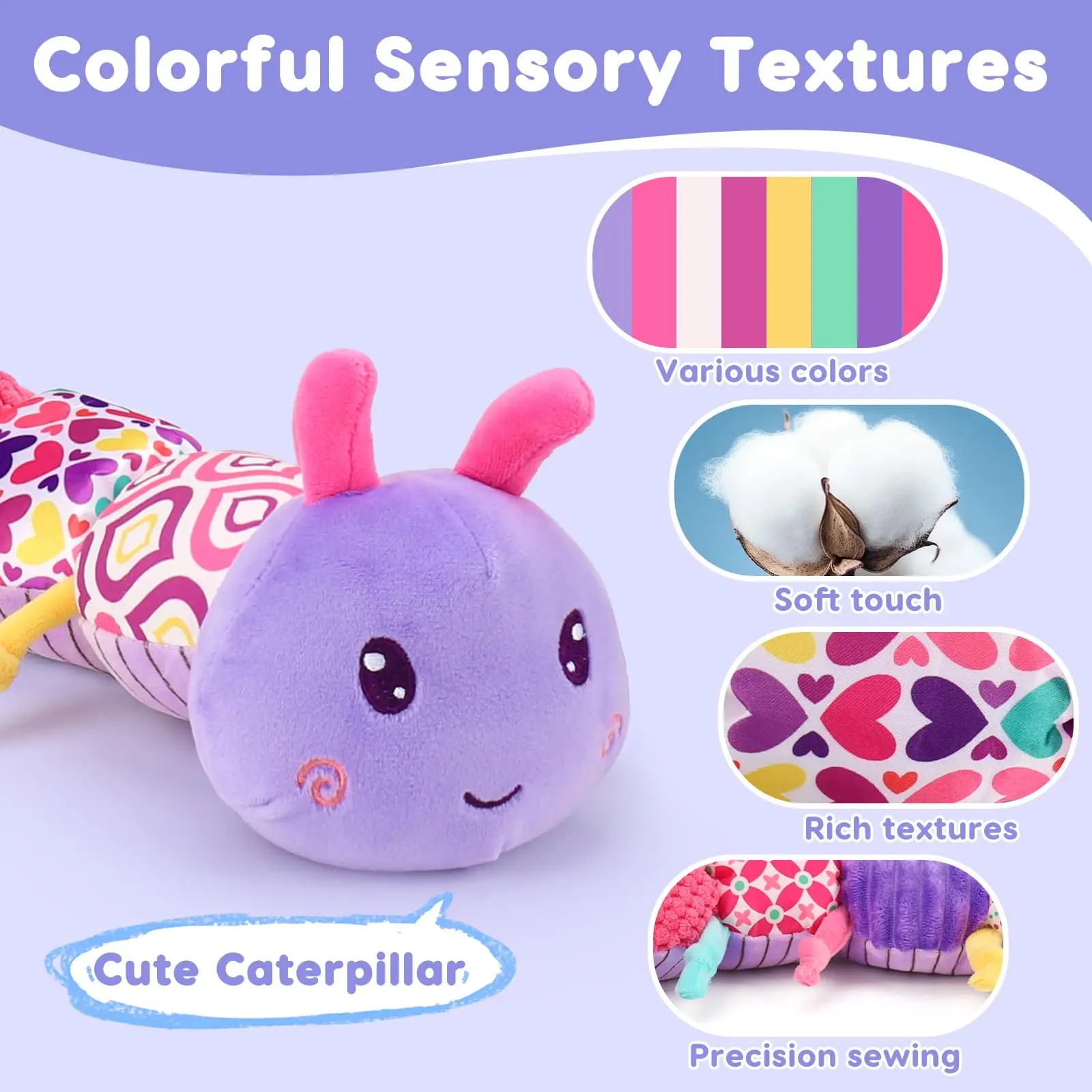 Morbido peluche musicale Caterpillar per neonati, giocattoli lenitivi per bambini con ninne nanne e vibrazioni, 0-3 anni