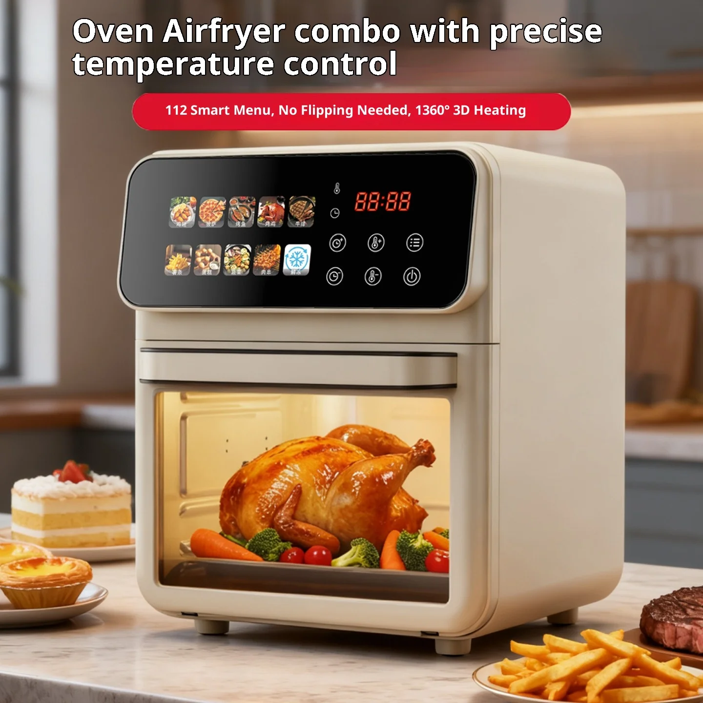 

Digital Touchscreen Smart Electric Air Fryer Oven Large Capacity 10L Stainless Steel Electric Fryer for Home