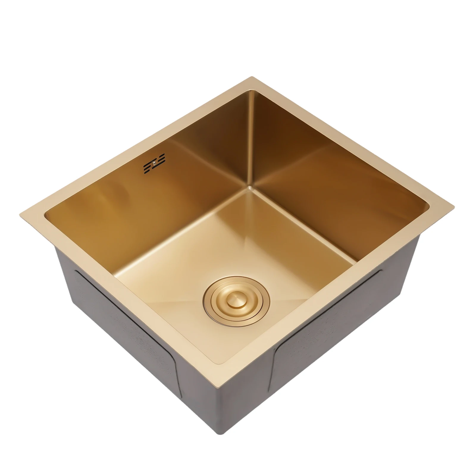 Lavello da cucina 50×45×20 cm, lavello da bar a montaggio superiore color oro con kit di scarico, lavello singolo per balcone domestico e cucine piccole