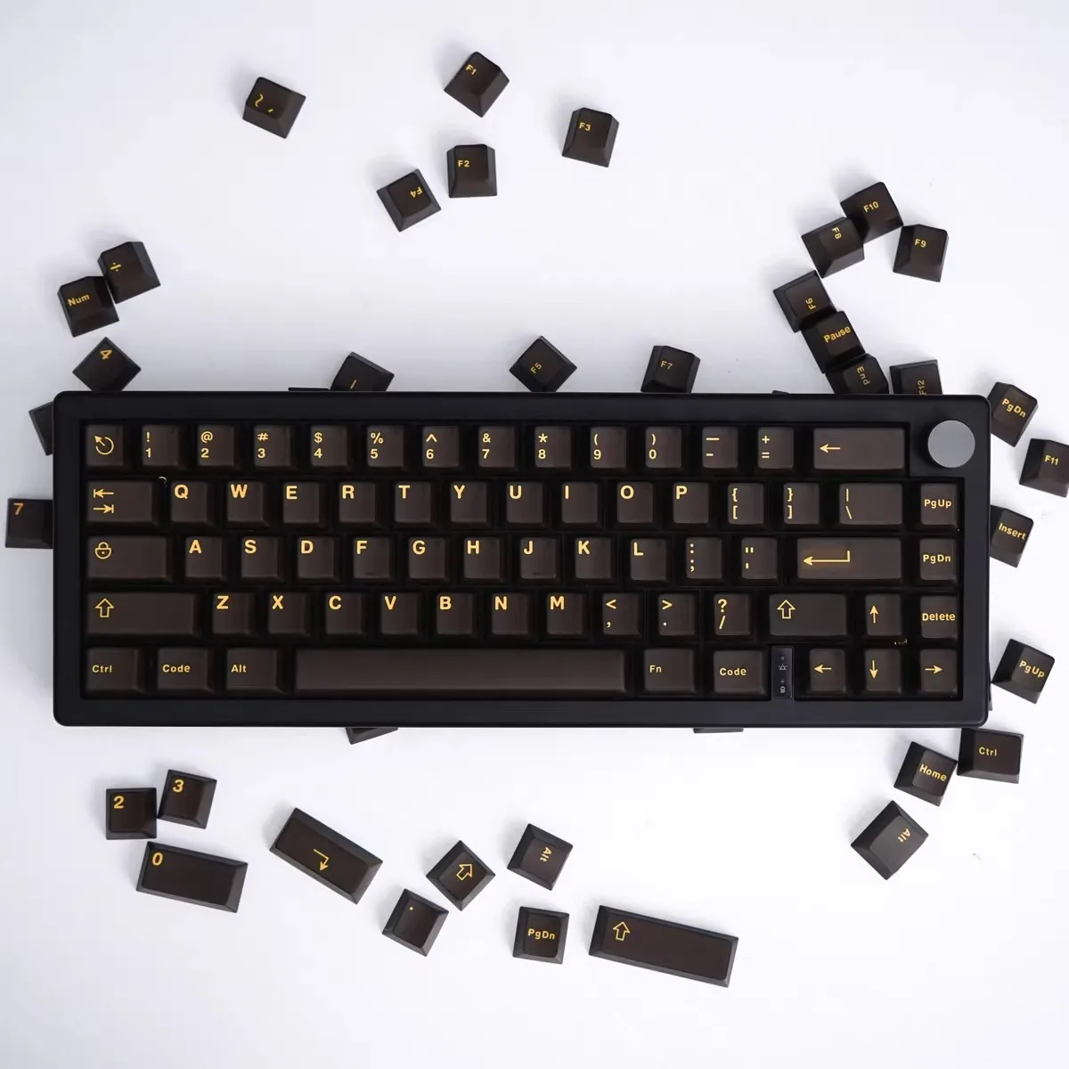 Black and Gold Keycap Set 120keys Custom Semi Transparent jelly Artisan Keycap Cherry Dual Color ABS Key Cap Mechanical Keyboard