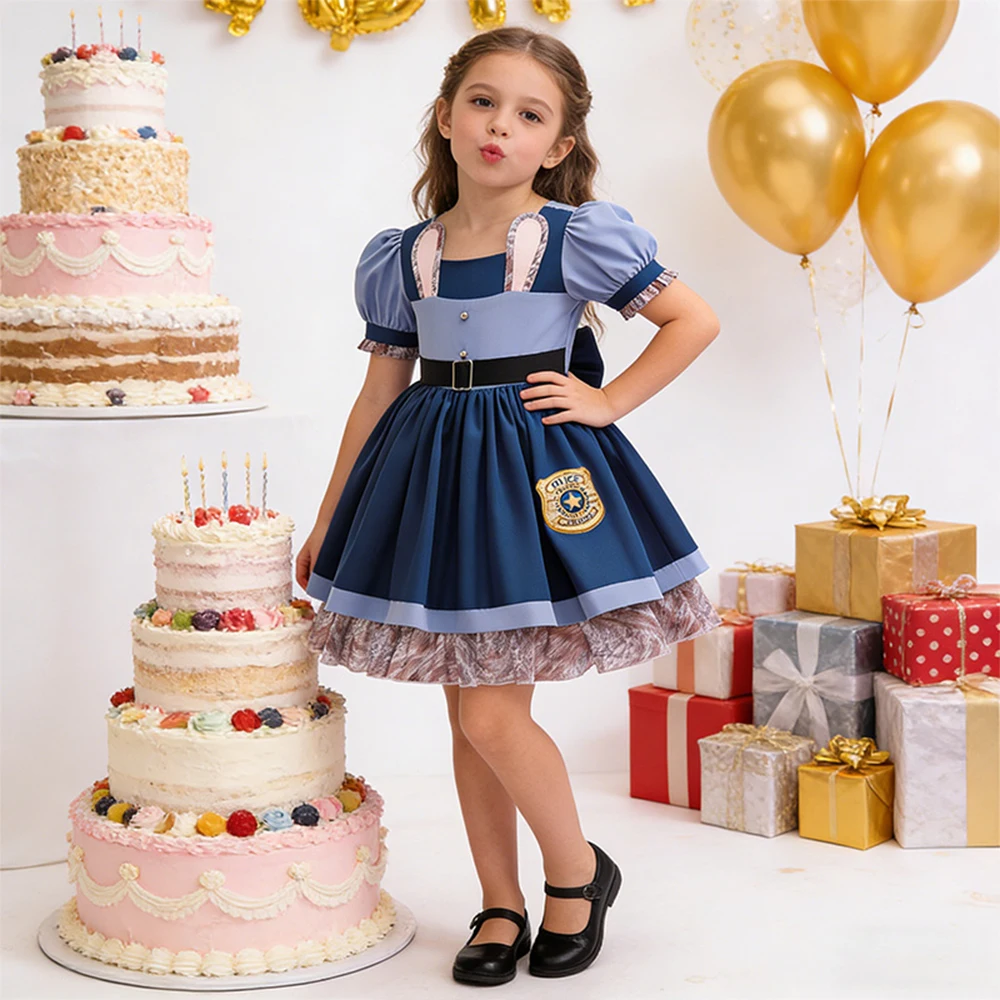 

Disney Zootopia 2 Judy Bunny Police Cosplay, Kids Halloween Party Dress-Up Costume Gift