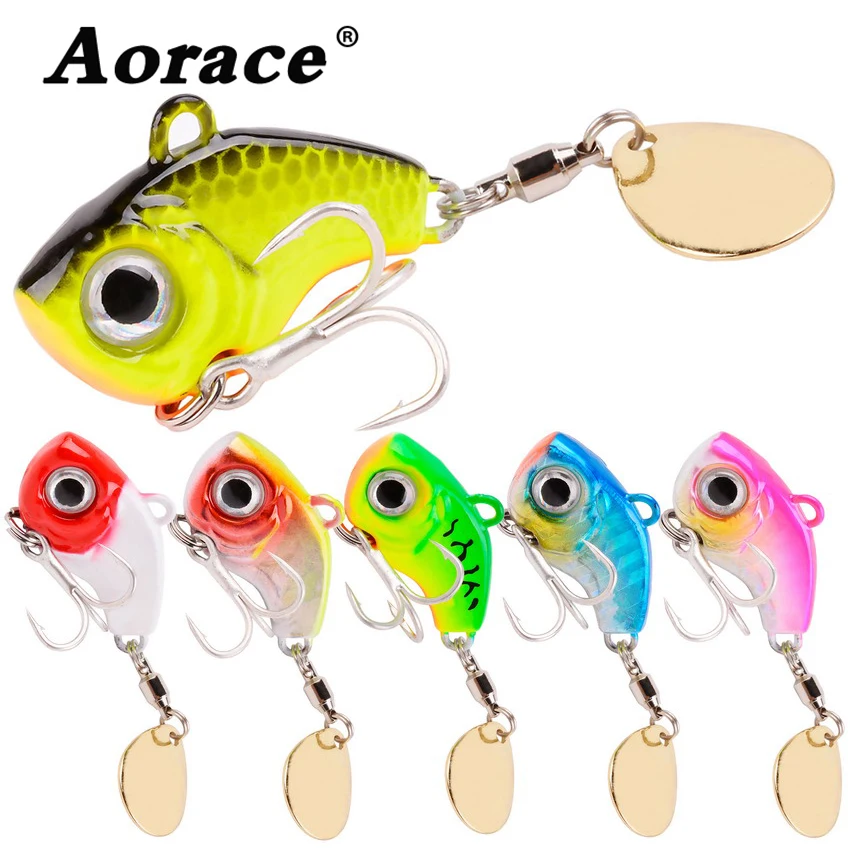 Aorace 6pcs/set Rotating Metal Vib Blade Lure 5/10/15/20g Sinking Vibration Baits Artificial Vibe Fishing Spinner Lure Hard Bait