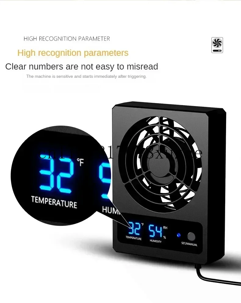 

Reptile Enclosure Smart Cooling Fan with LED Display Amphibians Temperature Humidity Controlled Fan Strong Wind Low Noise