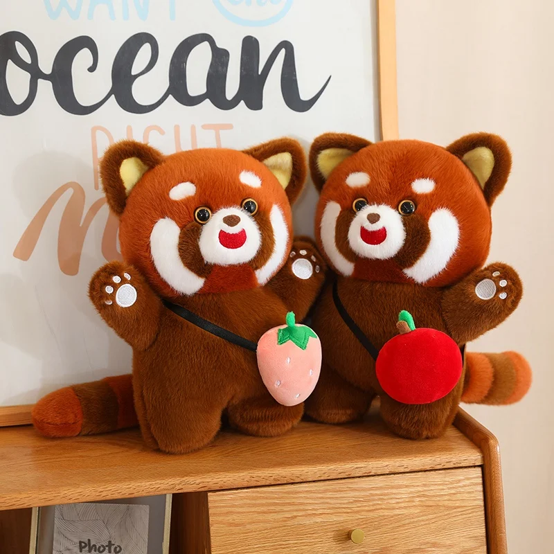 

Creative Fruit Lesser Panda Plush Toy Cartoon Stuffed Animal Cute Simulation Red Panda Cuddly Doll Baby Appease Pillow Kids Gift