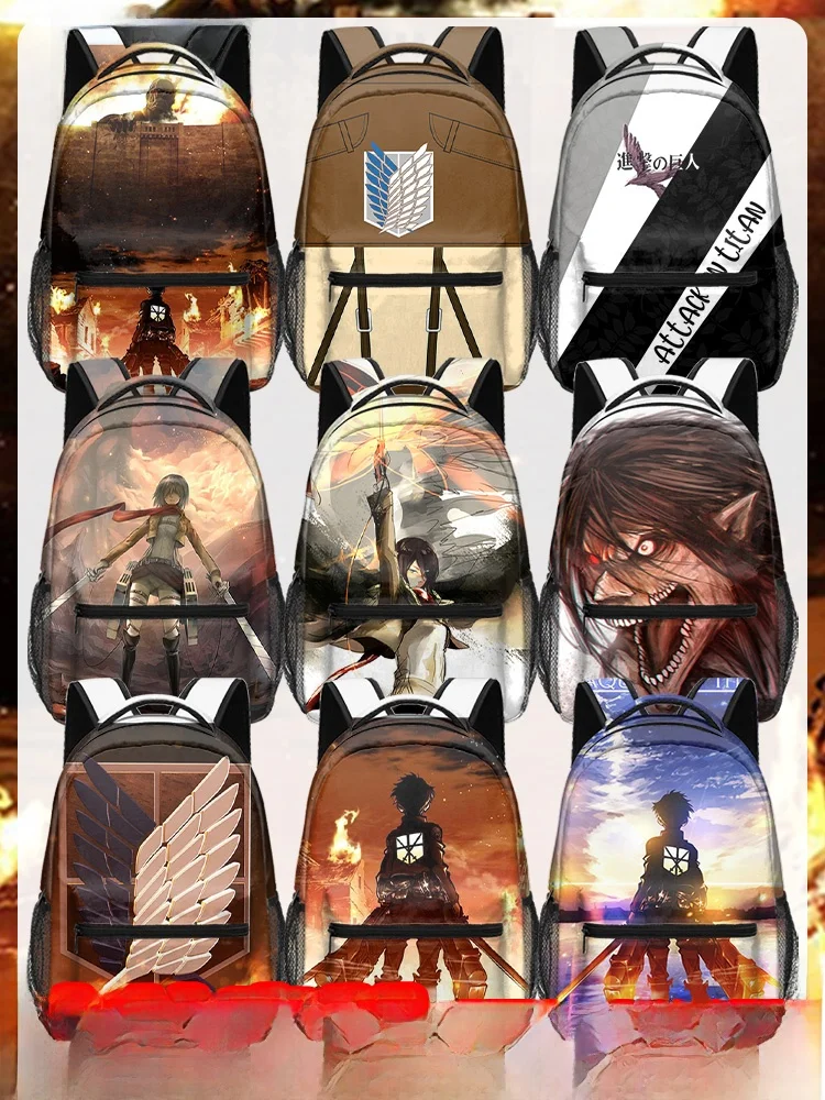 進撃の巨人-アラン・フリーウィング-メンズ-バックパック-大容量-スクールバッグ-中学生・高校生向け-トレンディで多用途