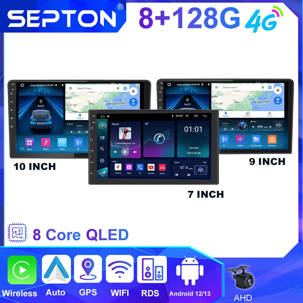 

SEPTON 7"/9"/10" Universal Car Radio Android For Toyota VW Kia Nissan Honda Ford Multimedia Player Carplay 4G NET GPS 8core 2Din