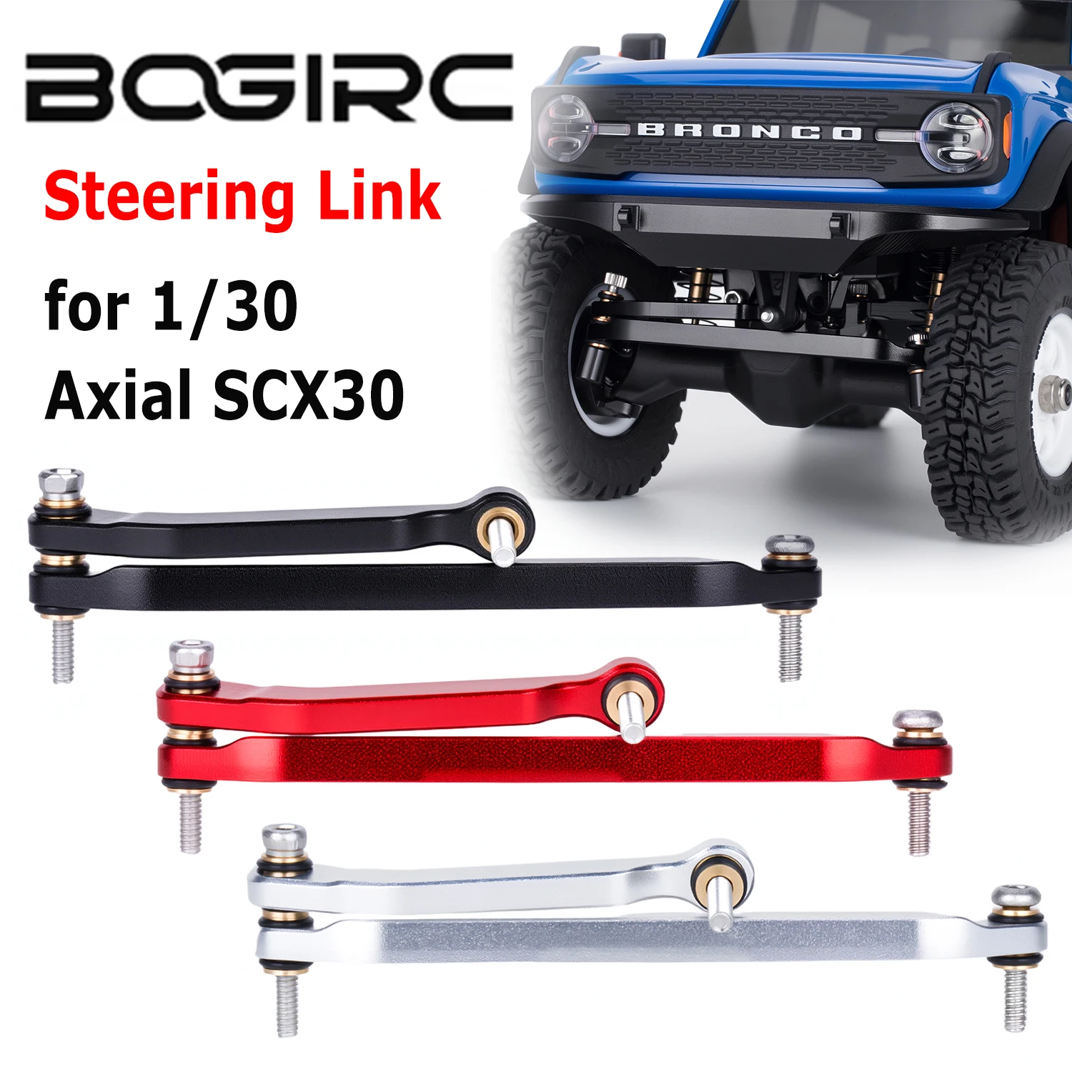 BOGIRC Waterproof Black Coating Aluminum Alloy Replacement Steering Links for 1/30 Axial SCX30 RC Car Upgrade Model Accessories