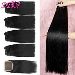 Virgin Hair Double Drawn Bone Straight Bundles with 2x6/5x5 HD Lace Closure Vietnamese Human Hair Bundles with 13x4 Lace Frontal
