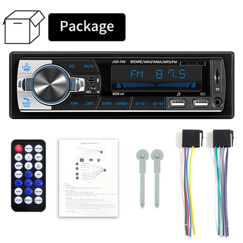 Автомобильная магнитола Hippcron с Bluetooth, FM, USB, TF, AUX-входом, поддержкой управления с руля, универсальная, 12В