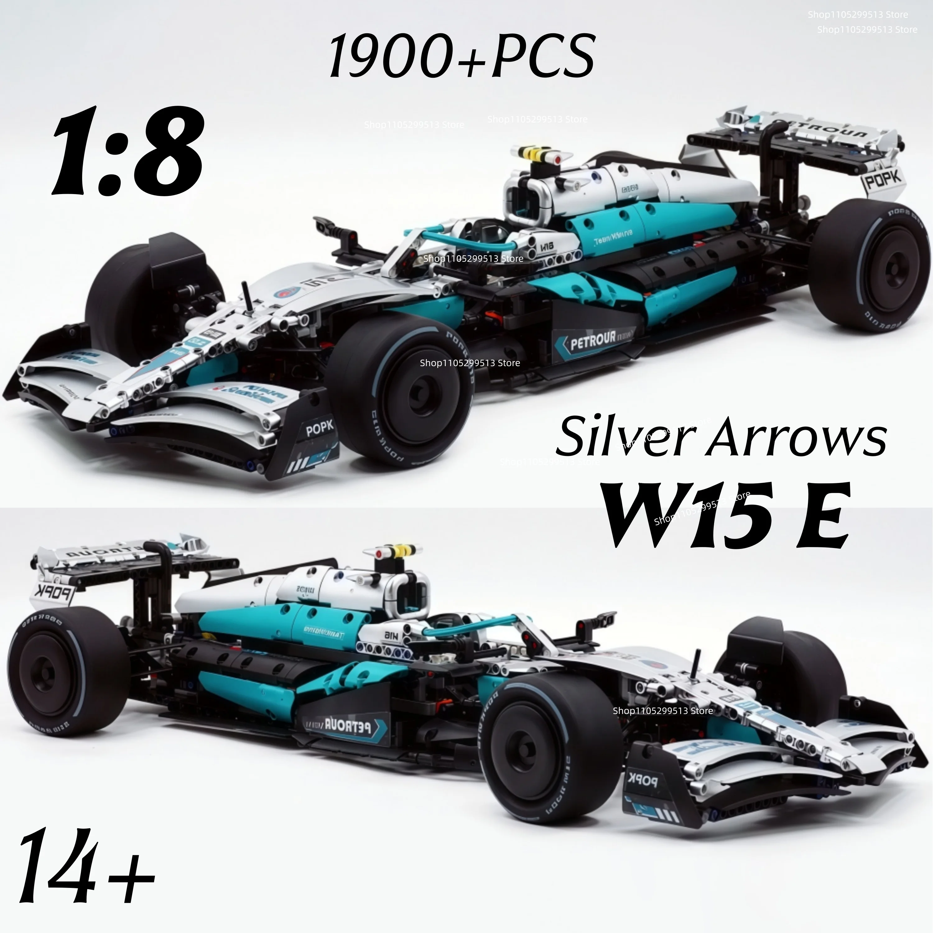 

Конструктор «Гоночный болид F1 W15 E Performance» (серебристый) — набор технических блоков для сборки автомобиля, игрушка для детей, модель MOC, подарок