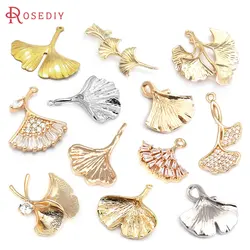 High Quality 18K Gold Color Brass Ginkgo Leaves Tree Leafs Charms Pendants High Quality Diy Jewelry Making Necklace Accessories