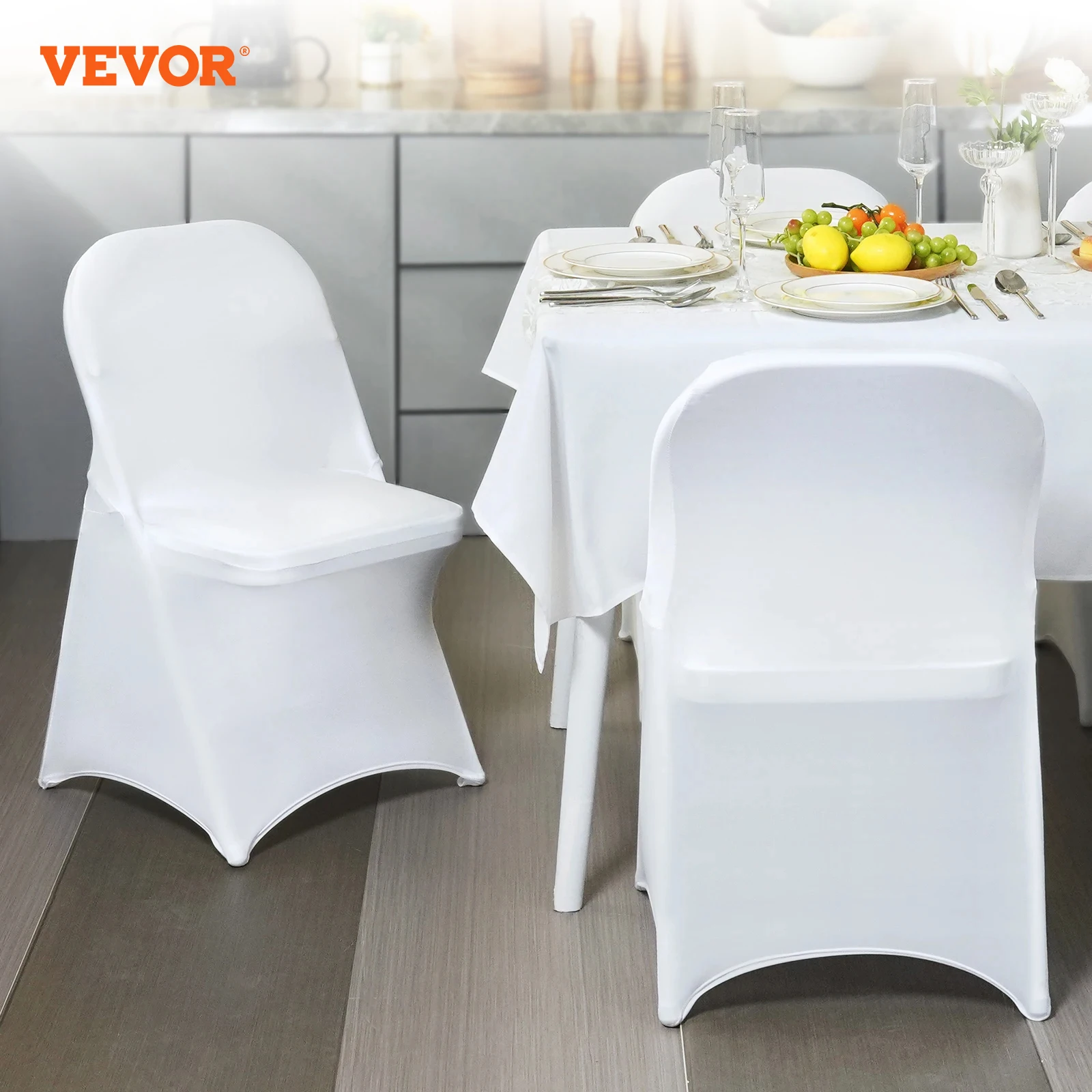 VEVOR 30pcs Chair Covers Folding Kitchen Chairs Cover Washable Slipcovers Removable Chair Covers for Wedding Party Banquet Event