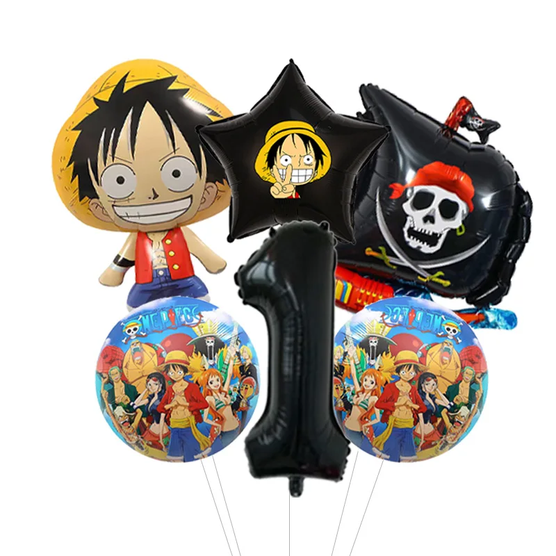 One Piece Three Sword Swordsman Foil Balloon Character Mylar for Boys Anime Pirate Birthday Party Cake Topper Decor