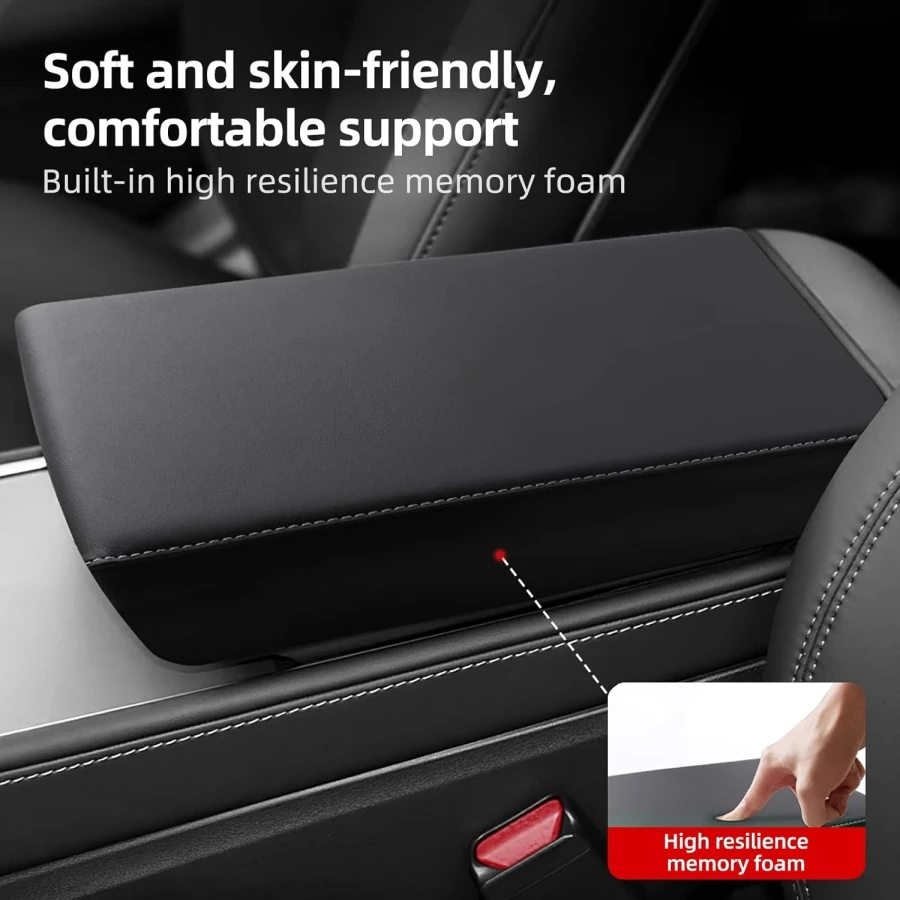 PU Armrest Cover Protector For Tesla Model Y Juniper & Model 3 Highland 2025 2026 Silicone Sunglasses Holder Armrest Tray Organi