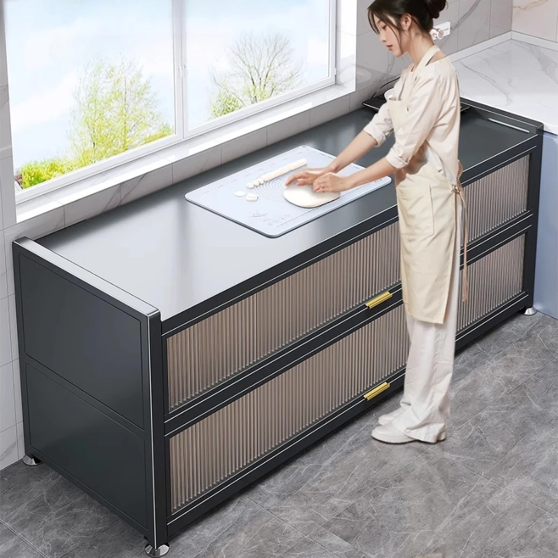 Kitchen Shelf, Floor Standing Multi-layer Storage Cabinet, Multifunctional Household Dining Edge Dust-proof Storage Cabinet