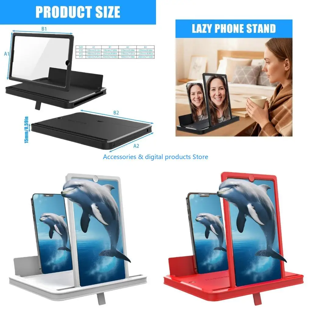 77JD 18Inch Smartphone Screen Amplifiers Optically Technology Reduces Eye Strain Suitable For Movie Reading Gaming Hands Less