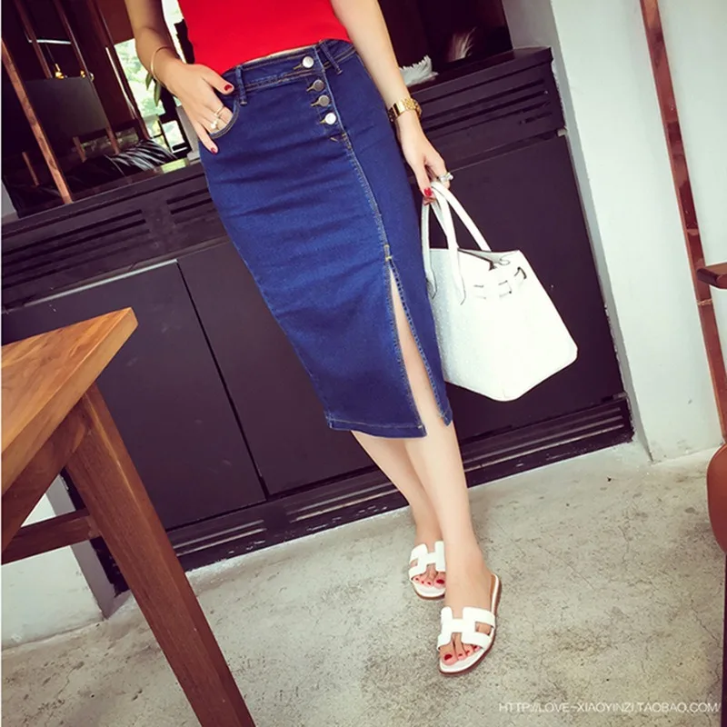 Denim Skirt Women Skirts Sexy Sling Sleeveless Mom Jeans Party A Line Blue High Waist Long Vestidos V Neck Summer Elegant Splice