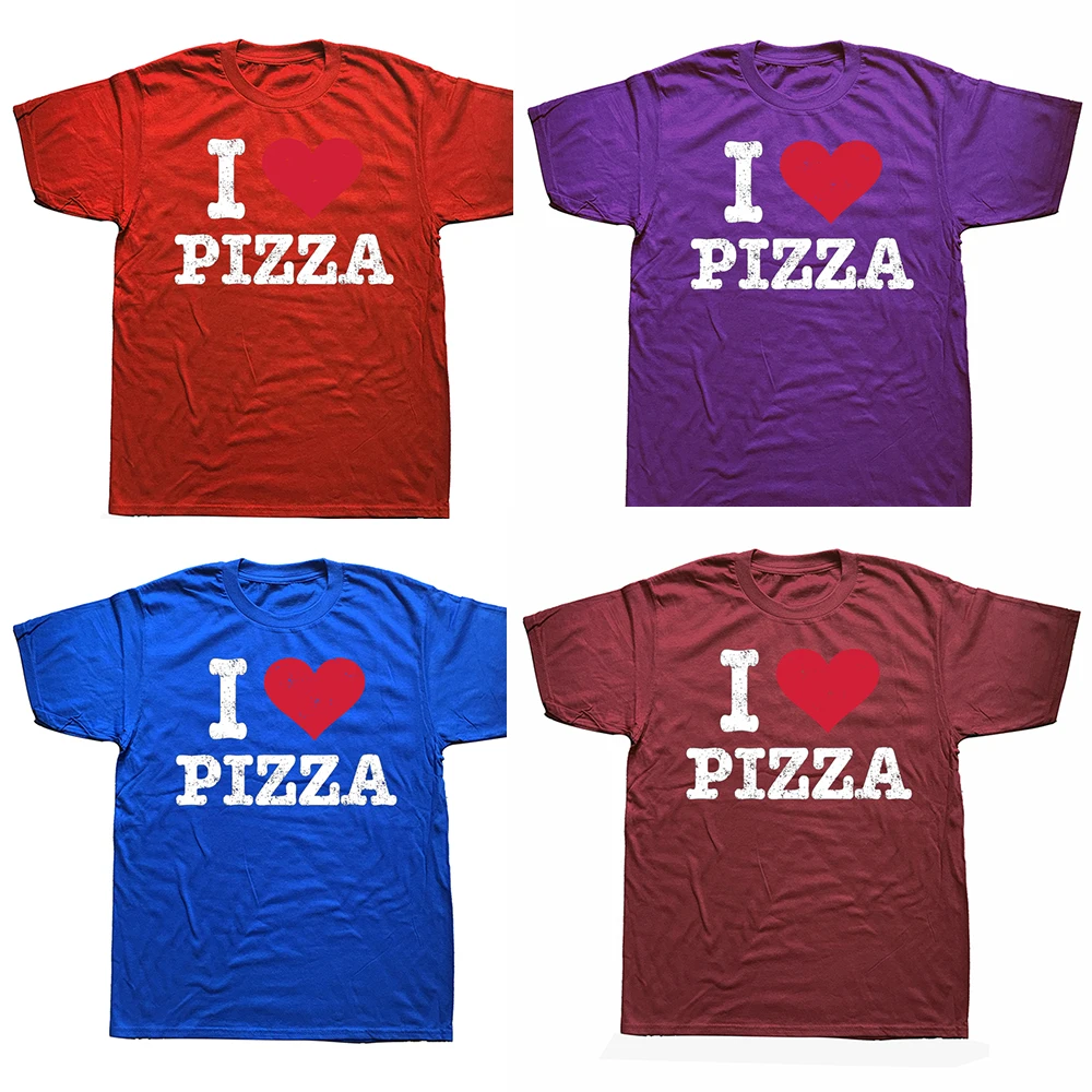 Lustige Vintage ICH Liebe Pizza Grafik T-shirts T-shirt Männer frauen Mode Lässig Übergroßen 100% Baumwolle T Shirt Männliche kleidung – Detail 4