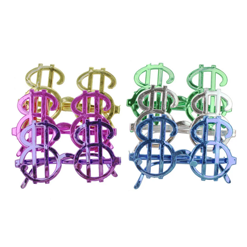 12 stuks Chrome Dollar Zonnebril Uniek Ontwerp Party Brillen voor Halloween Maskerade Carnaval Verjaardag Nieuwigheid Bril