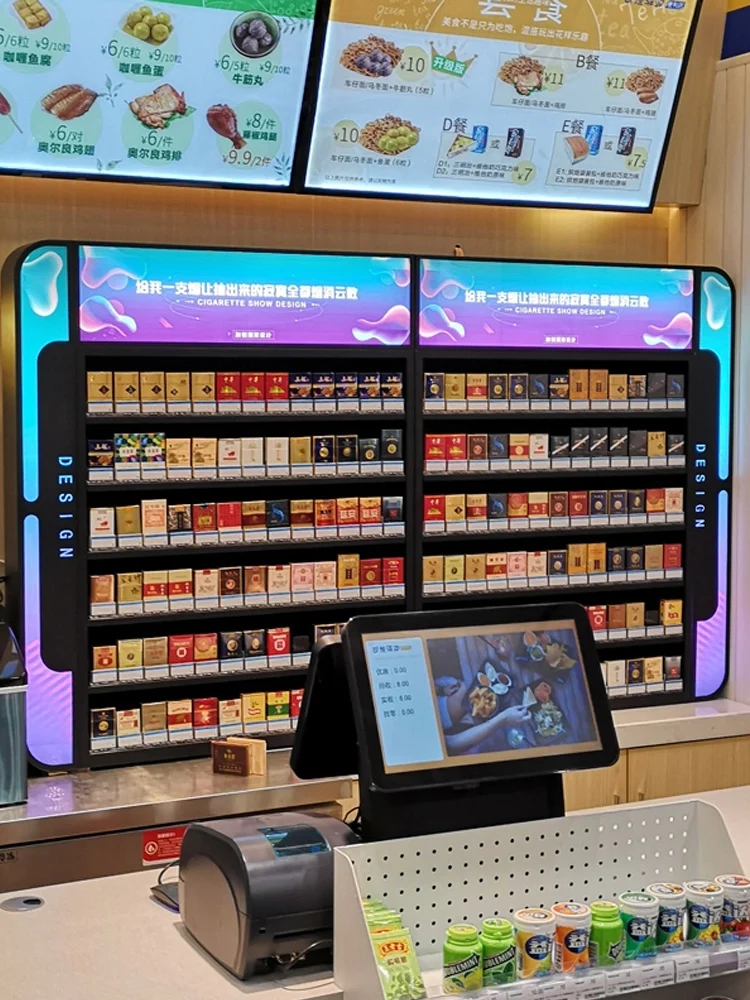 

Display cabinet supermarket cigarette rack display rack wall-mounted cigarette holder automatic pushing