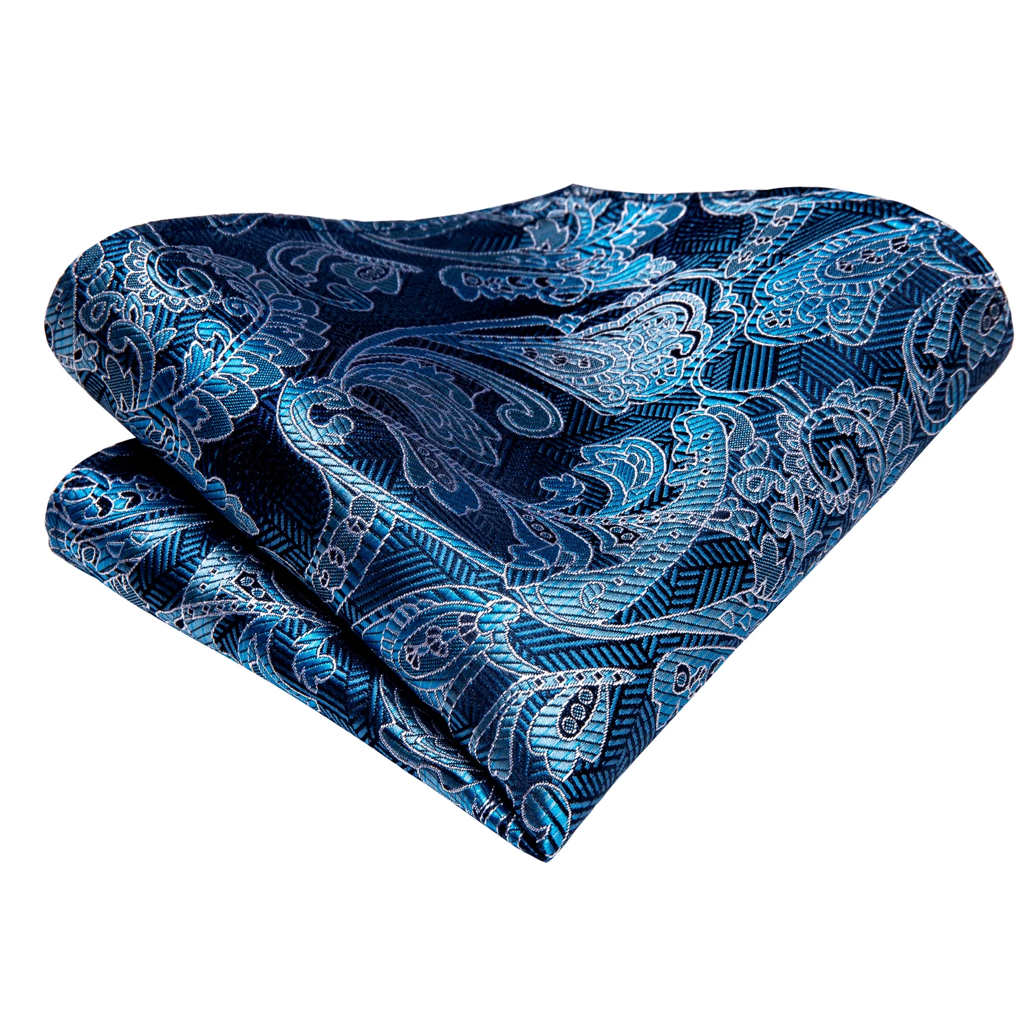Blue Paisley Men's Tie Handkerchief Cufflinks Set Necktie for Men Male Wedding Business Ties Formal Dad Husband Gift