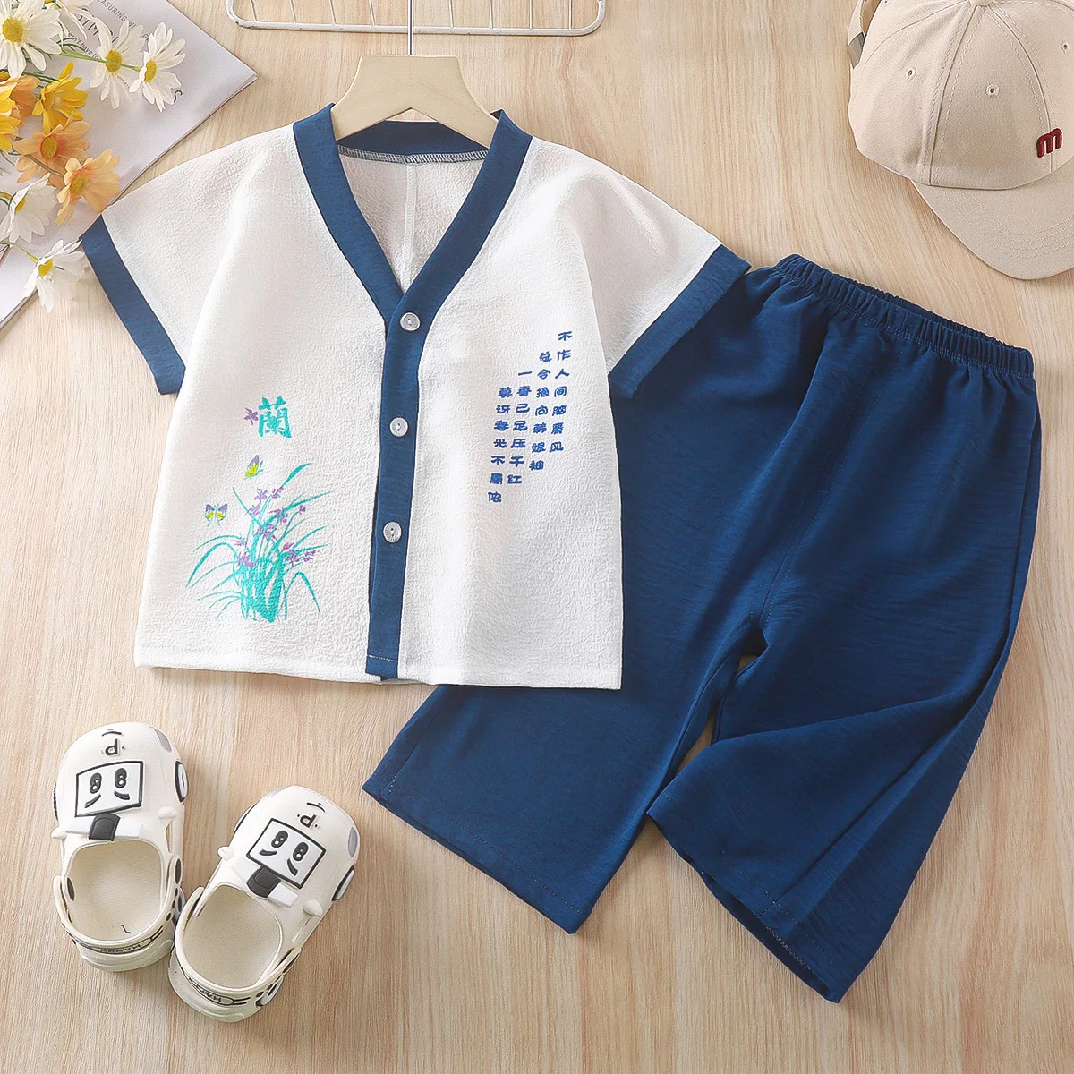 

Children's Clothes Suits Boys Girls Thin Air-conditioning Clothes National Style Baby Summer Pajamas Two-piece New Chinese Style