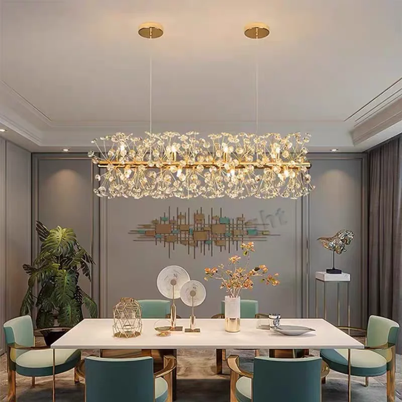 Modern Luxury Crystal Chandelier Living Room Restaurant Atmospheric Golden Branch Sunflower Shaped High-end Lighting Fixtures