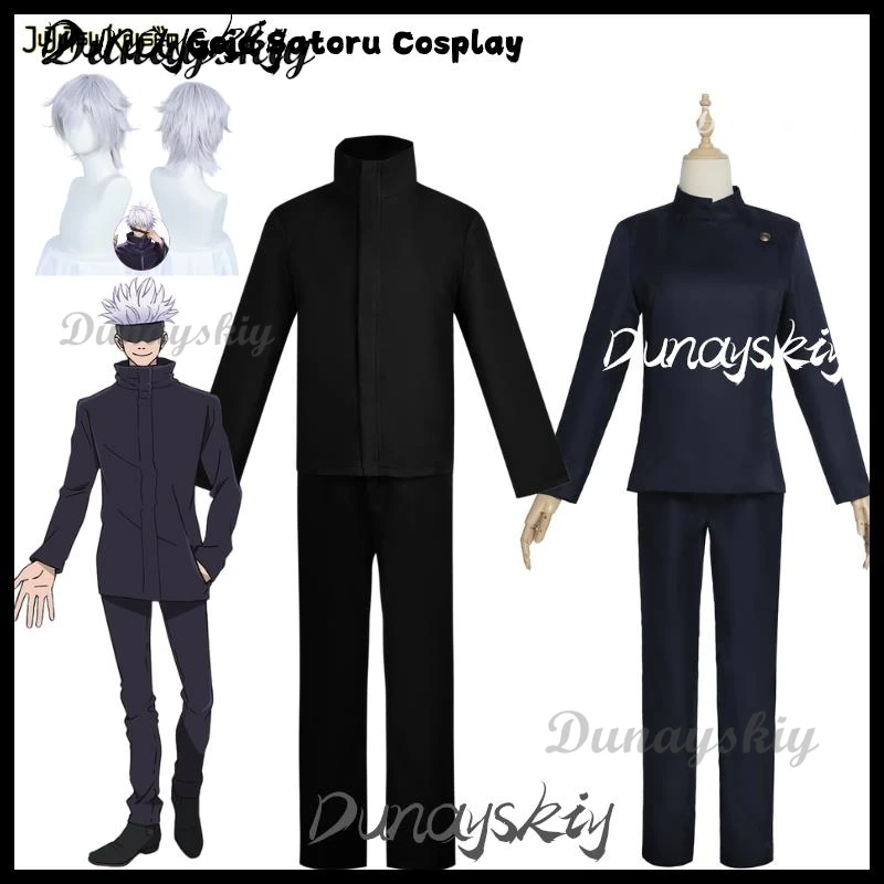 

Anime Gojo Satoru Cosplay Costume Manga High School Uniform Suit Wig Halloween Party Costume Men Adult Full Set Costumized