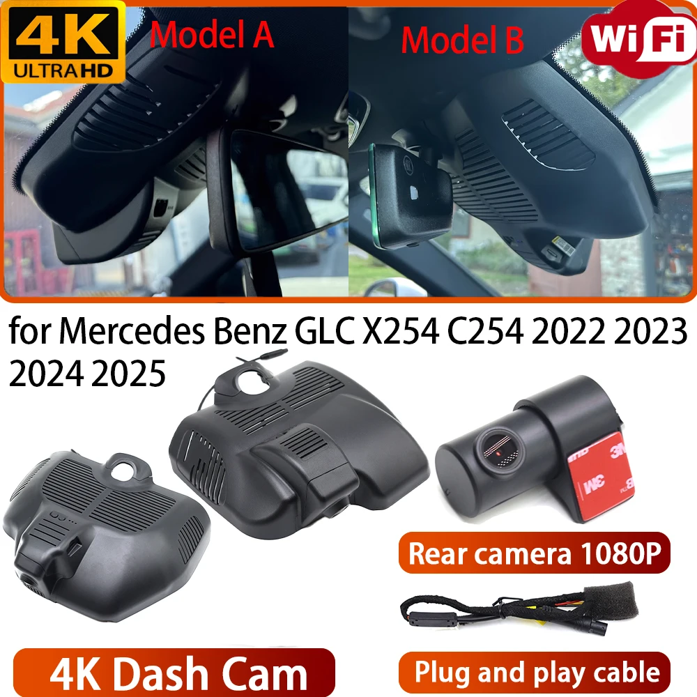 for Mercedes Benz GLC X254 C254 2022 2023 2024 2025 Video Recorder 4K DVR Dash Cam Wifi Camera 170° Angle Loop Recording