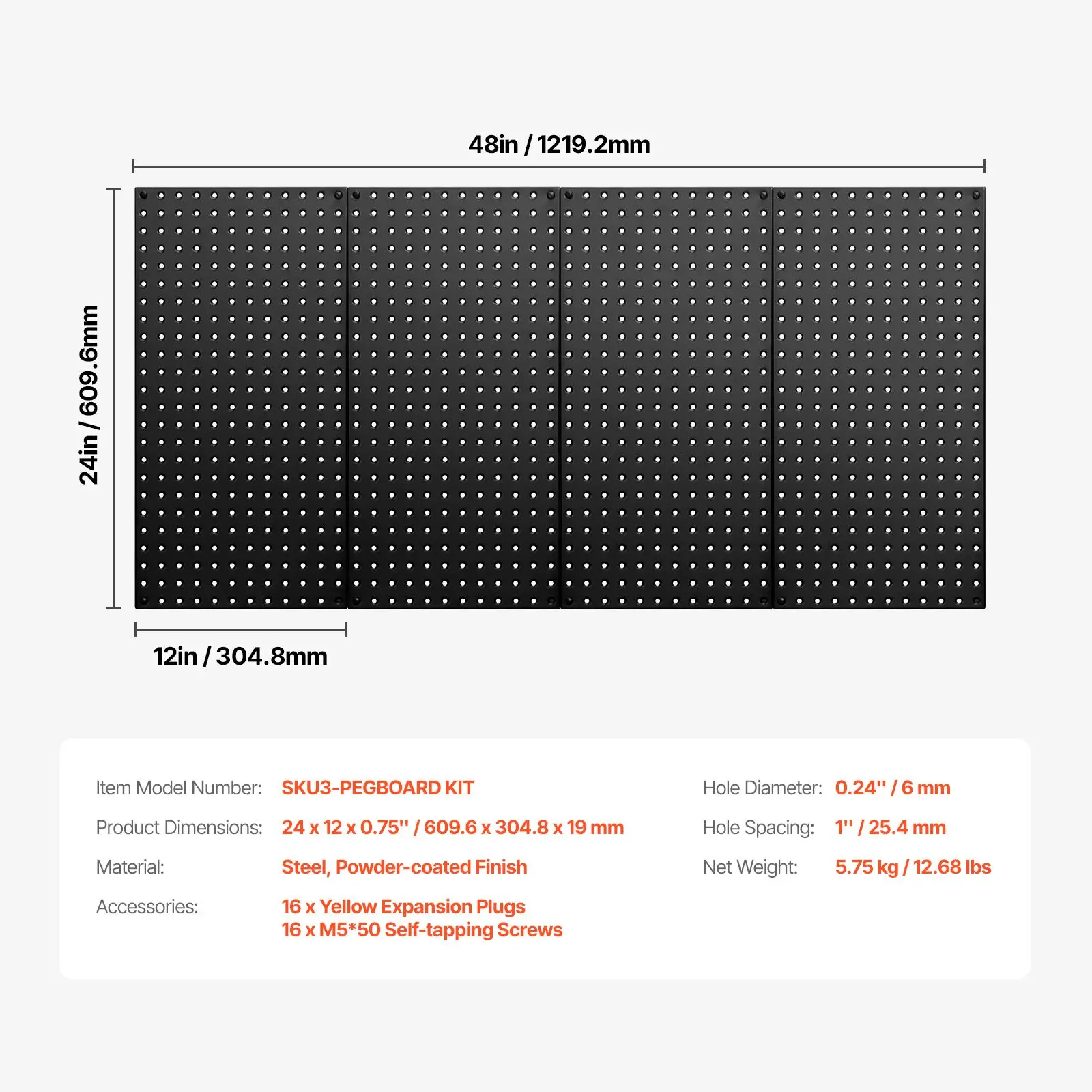 Metal Pegboard Panels, 24