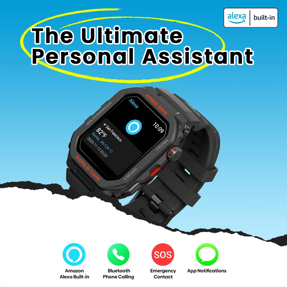 [World Premiere] Zeblaze Ares GPS Smart Watch, GPS, Alexa Built-in, Bluetooth Calling, Heart Rate & Spo2, Sleep Health, WR 3 ATM