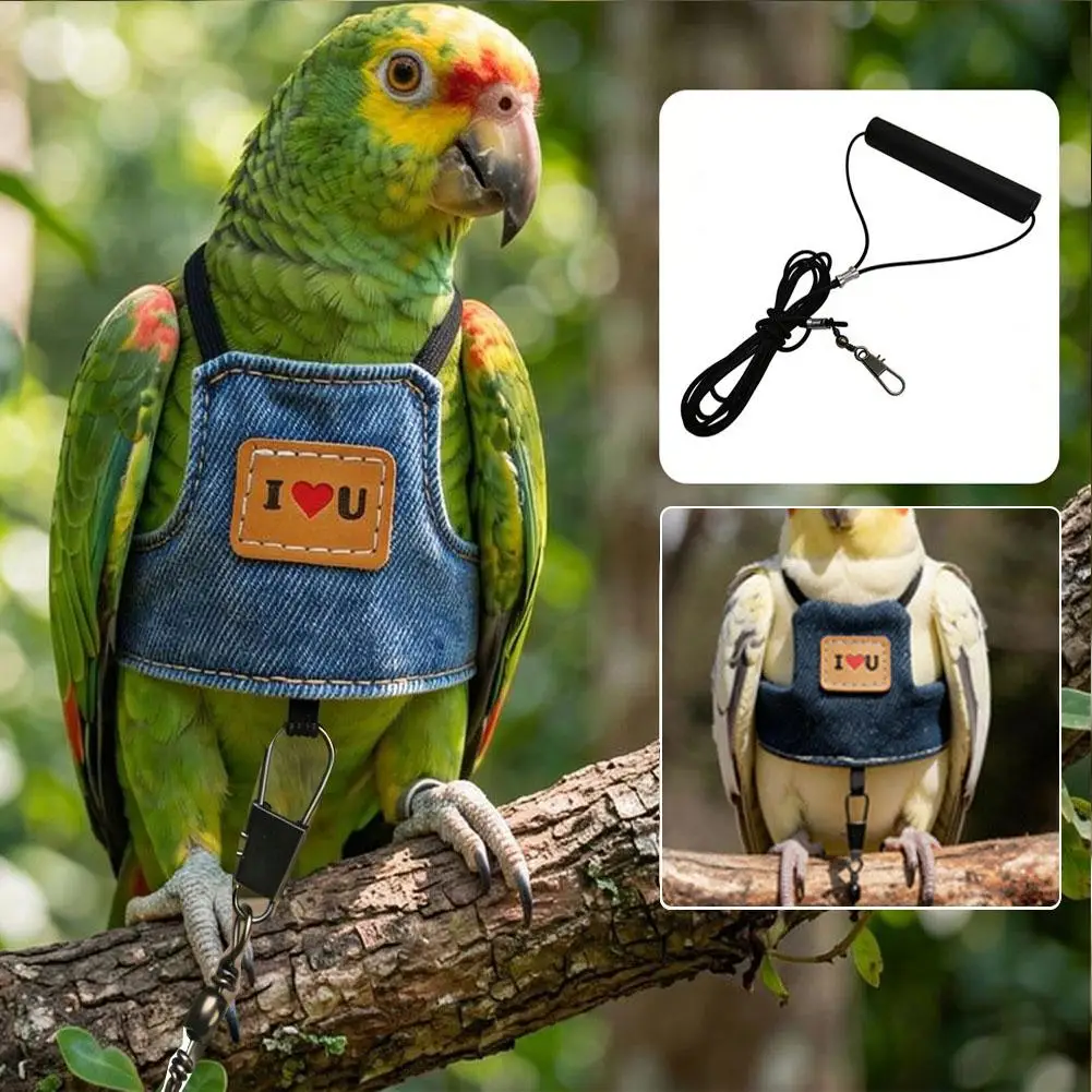 New Parrot Flying Harness Vest Comfortable Adjustable Bird Harness Flight Training Rope For Small Medium Parakeet Outdoor Flying