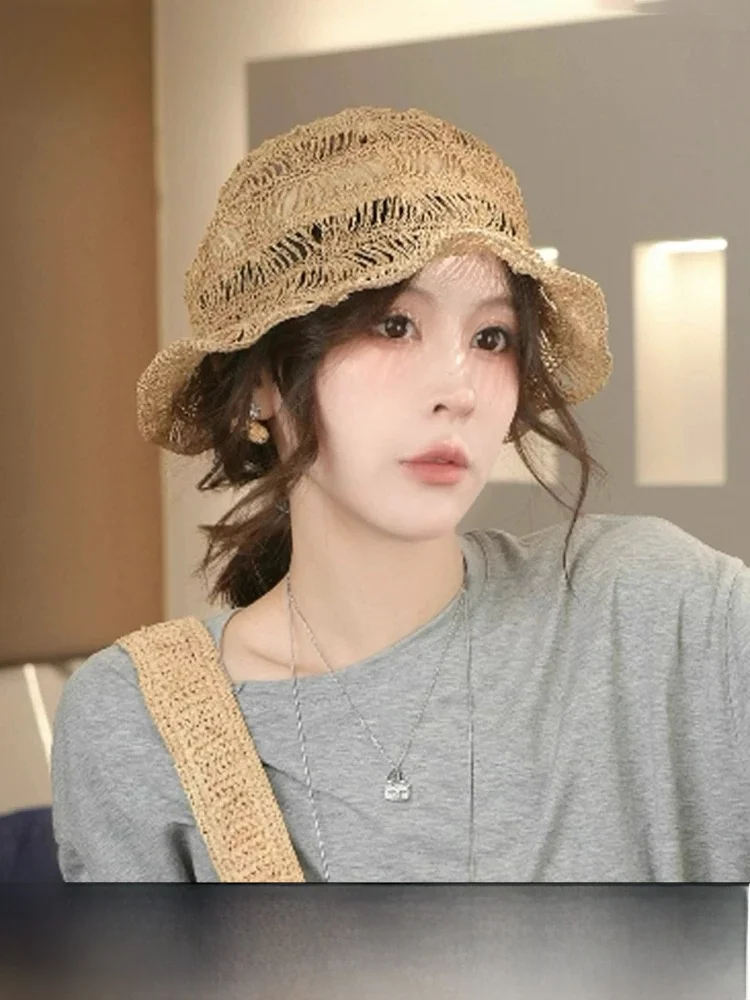 rouiiefao-cappello-da-pesca-in-paglia-intrecciata-traforata-da-donna-estivo-sottile-traspirante-pieghevole-con-protezione-solare